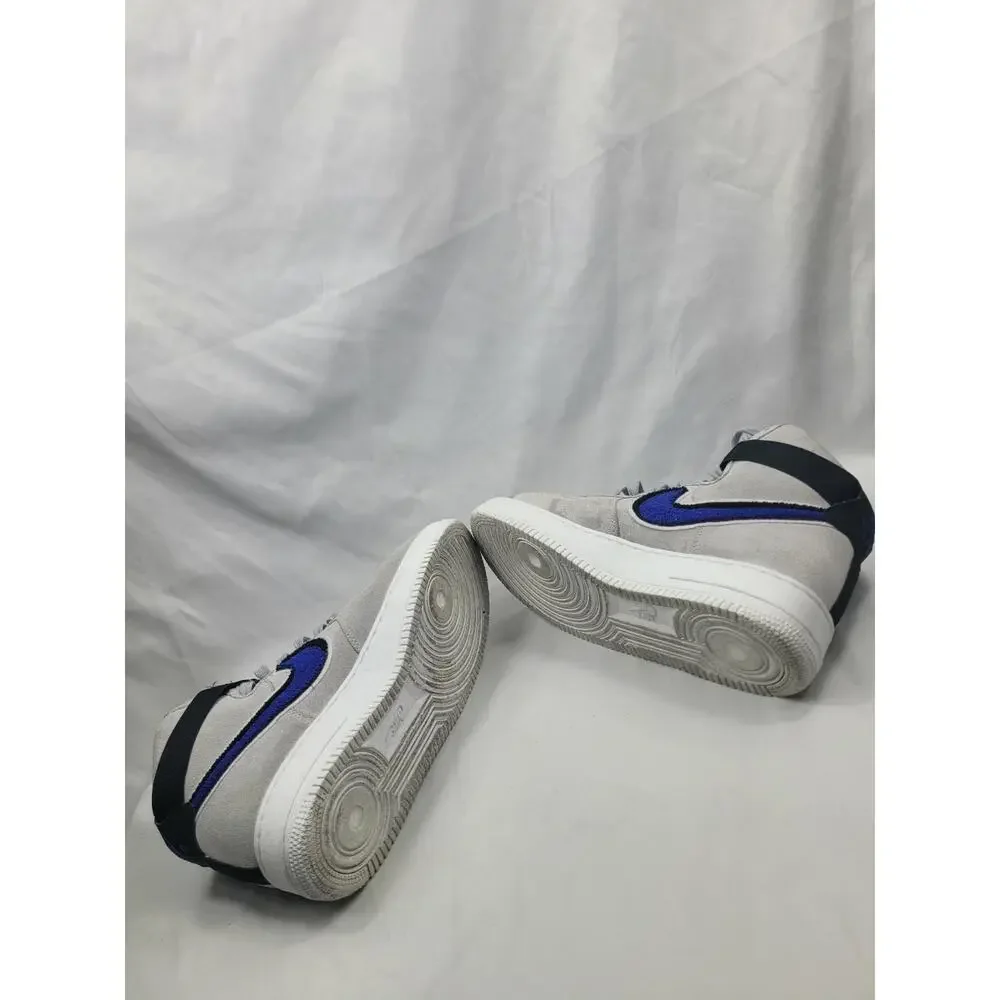 Nike Air Force 1 High Chenille Swoosh Gray Blue 806403-015 Men's Size 11.5